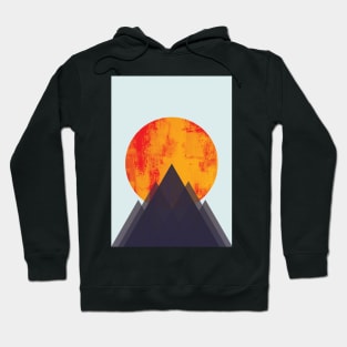 Minimalist Abstract Geometric Sunset at the Mountains Graphic Art Hoodie